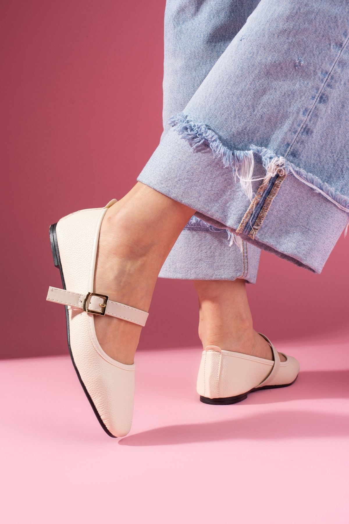 Valessa Bej Natural Gold Tokalı Kemer Bantlı Babet