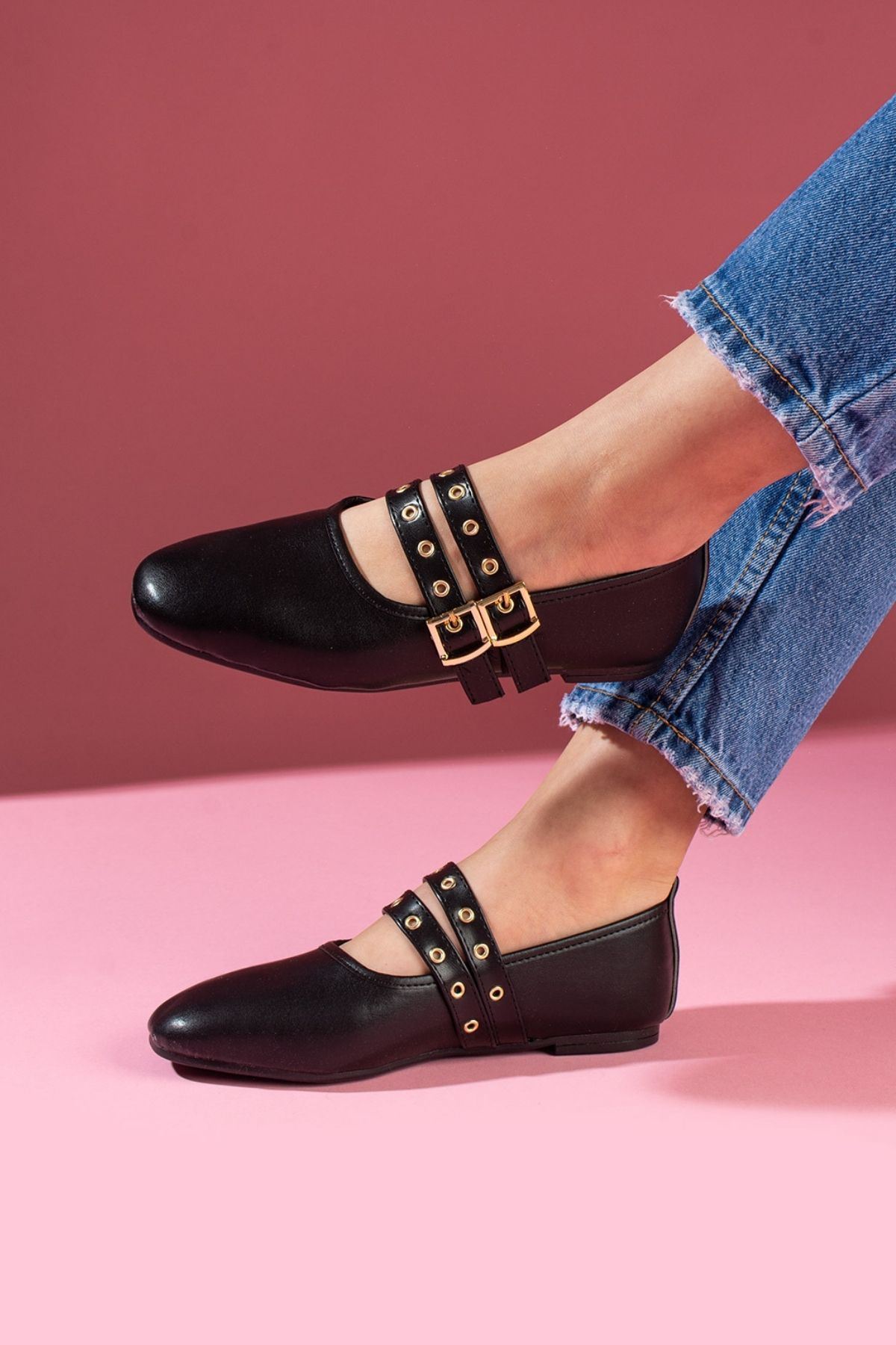 Rovigo Siyah Cilt Gold Tokalı Çift Bant Babet