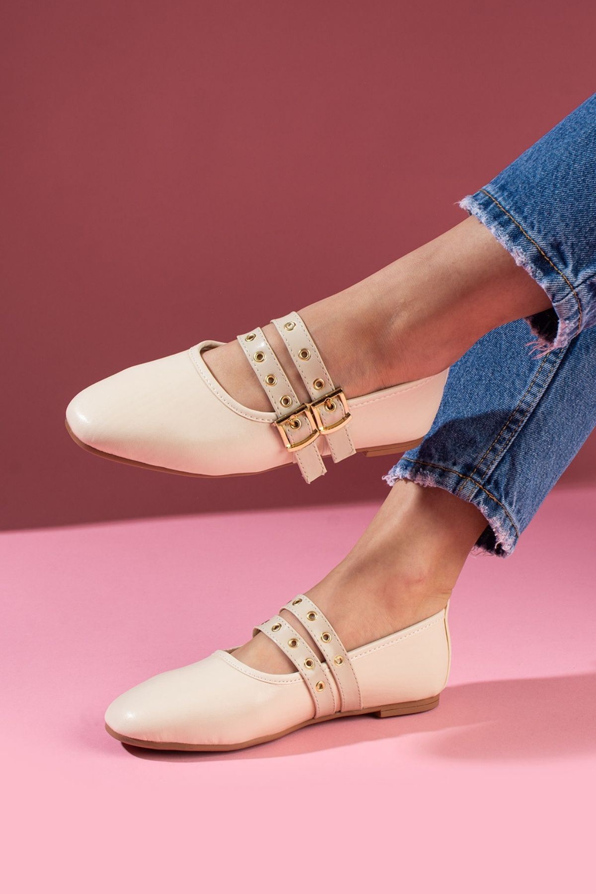 Rovigo Bej Cilt Gold Tokalı Çift Bant Babet