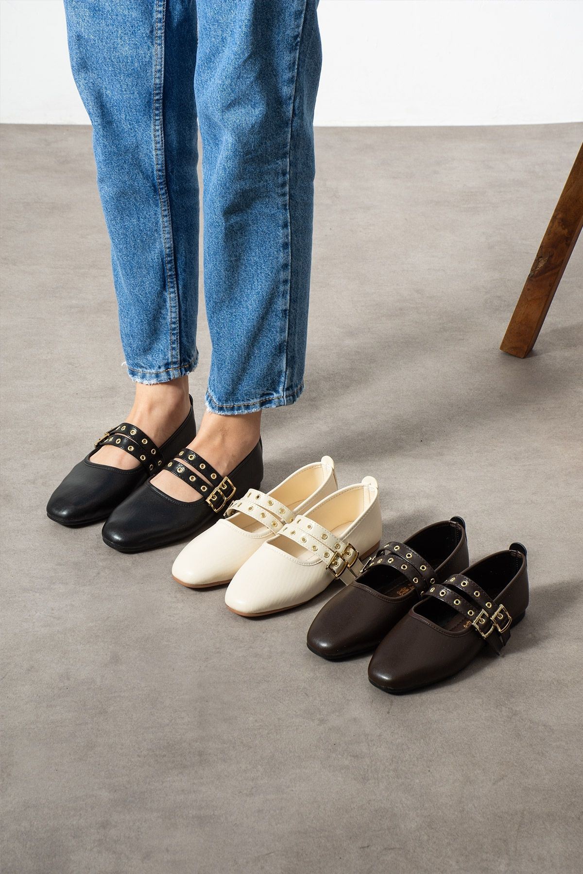 Rovigo Kahverengi Cilt Gold Tokalı Çift Bant Babet