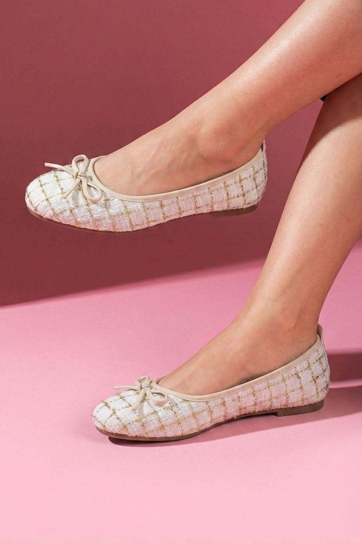 Lavinia Bej Simli Kumaş Mini Fiyonklu Babet