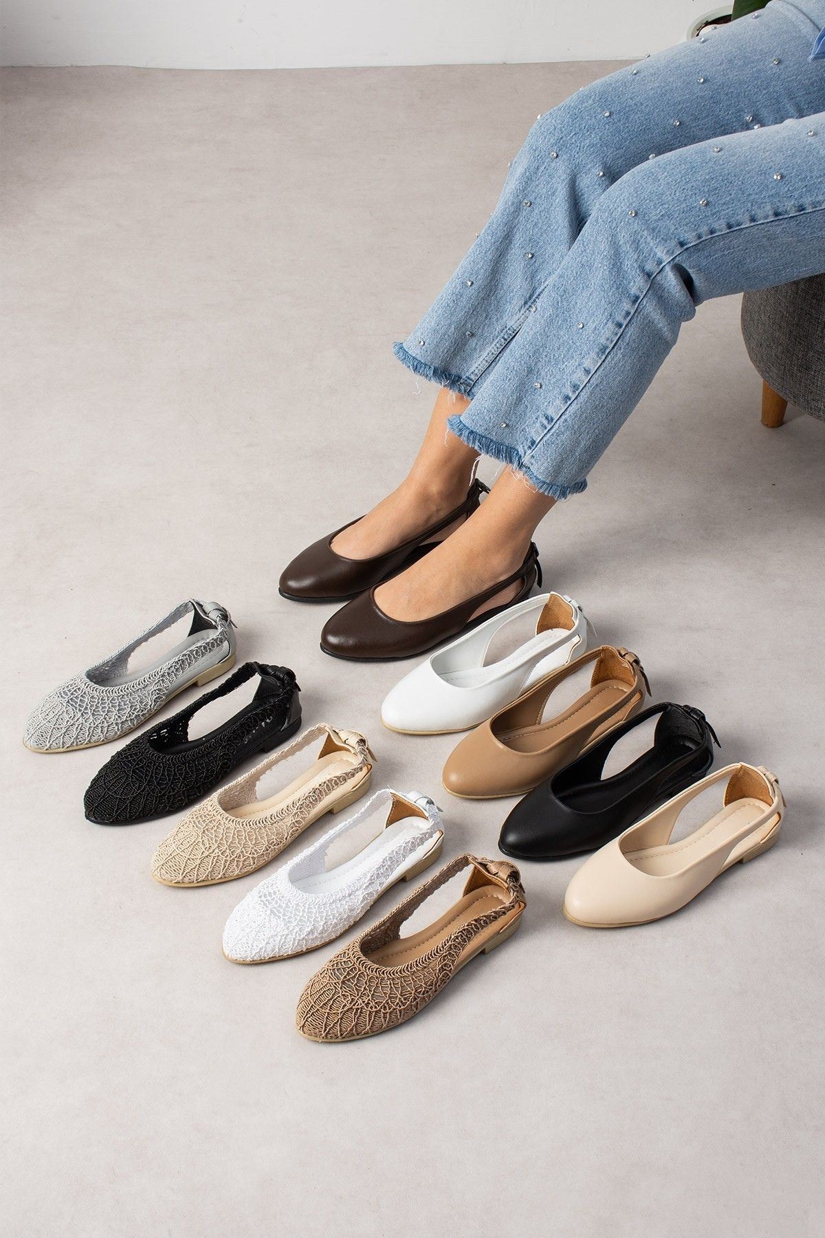 Sibon Kahverengi Cilt  Yanı Açık Arkası Fiyonk Detaylı Babet