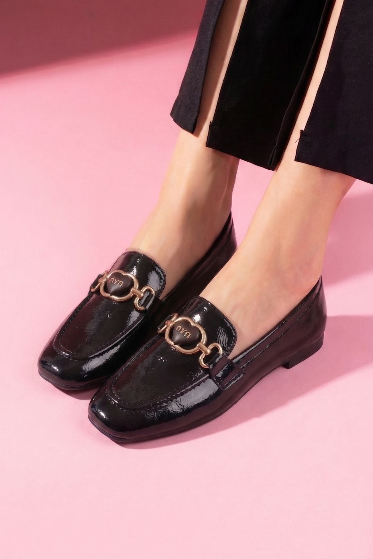 Lodi Siyah Kırışık Rugan Kadın Loafer Babet Günlük Ayakkabı