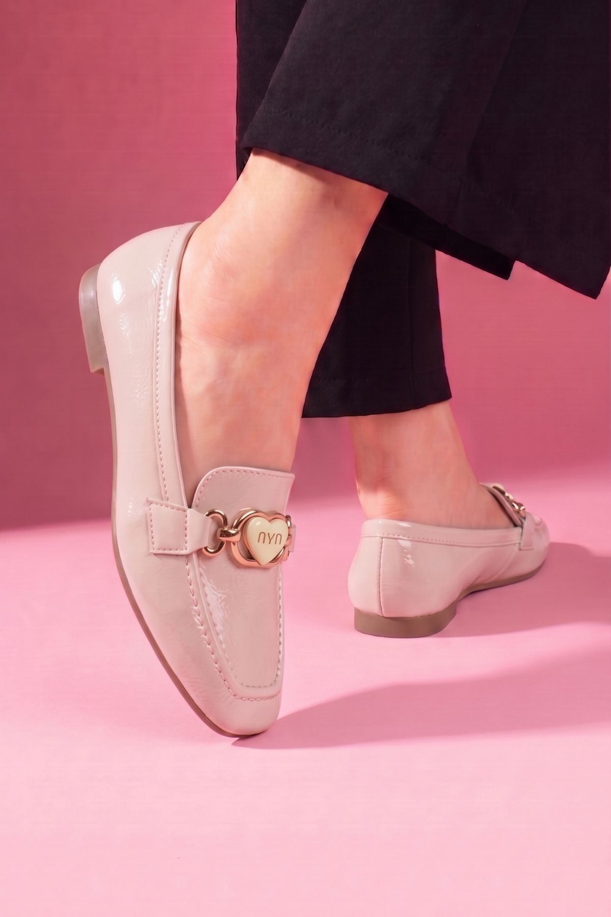 Lodi Bej Kırışık Rugan Kadın Loafer Babet Günlük Ayakkabı