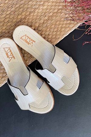 Mers Bej Kroko H Kesim Deri Terlik  