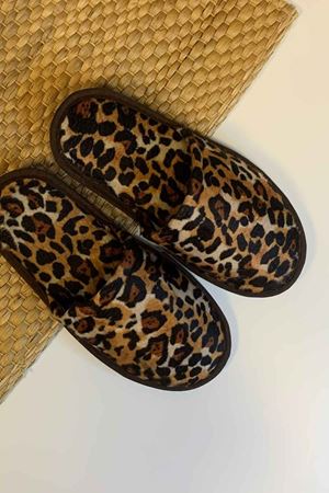 First Kahverengi Leopar Desenli Ev Terliği