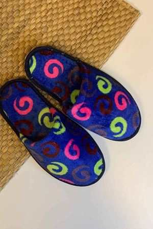 First Lacivert Daire Desenli Ev Terliği  