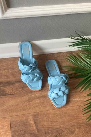 Sofia  Bebe Mavisi  Çift Örgü Kemerli  Terlik     