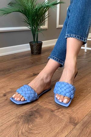 Luzern Bebe Mavisi Saç Örgülü  Terlik