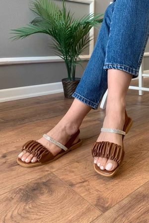 Summer   Taba   Büzgülü  Taş İşlemeli Arkası Lastikli   Sandaket  