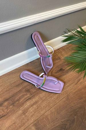 Hector  Lila Renkli Taş İşlemeli Parmak Arası  Terlik    