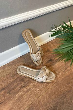 Lugano  Vizon Kalın Örgülü Terlik 