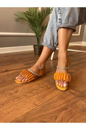 Summer  Hardal Büzgülü  Taş İşlemeli  Arkası  Lastikli   Sandaket   