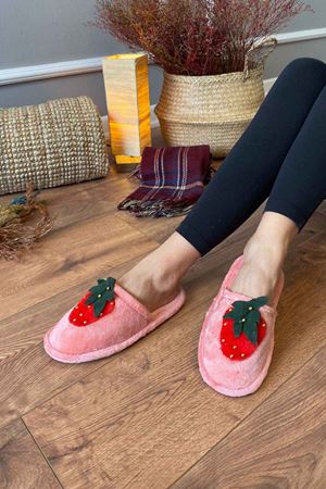 Pablo   Pudra Çilek Figürlü Kapalı  Ev Terliği   