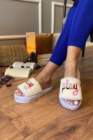 Glen Lila Play  Baskılı Ev Terlik  