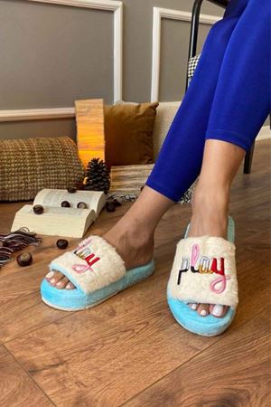 Glen Bebe Mavisi Play  Baskılı Ev Terlik   