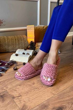 Otis  Pembe Kabarcık  Desenli Önü Açık Ev Terliği   