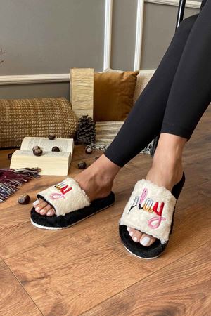 Glen Siyah Play  Baskılı Ev Terlik   