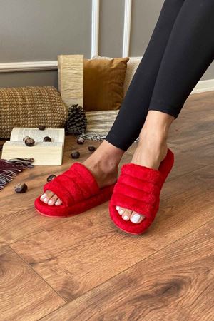 Casa    Kırmızı Önü Açık Ev Terliği 