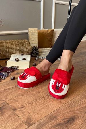 Oscar   Kırmızı Hayvan Figür İşlemeli  Ev Terliğ  