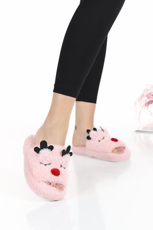 Loris Pudra Geyik İşleme Dokulu Ev Terliği    