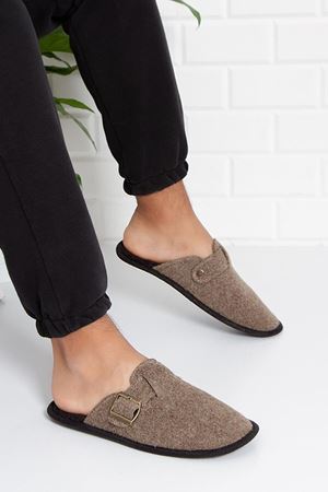 Mertens Erkek Vizon Kemerli Keçeli Önü Kapalı Ev Terliği 