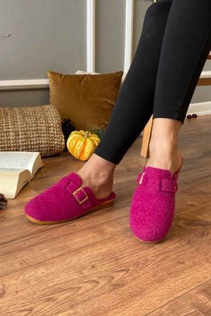 Empoli  Fuşya Kemer Toka Detaylı Önü Kapalı Ev Terliği   