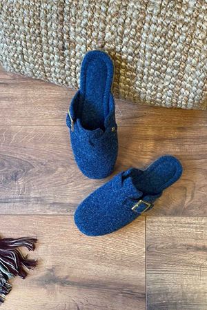 Empoli  Lacivert Kemer Toka Detaylı Önü Kapalı Ev Terliği  