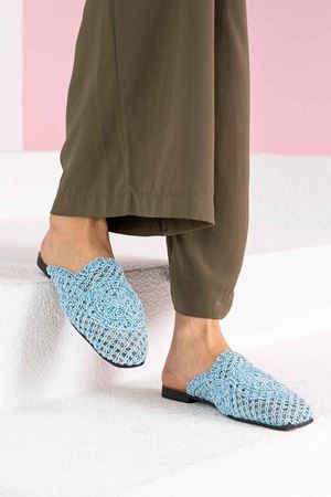 Regan  Bebe Mavisi Önü Kapalı İşleme Detaylı Terlik   