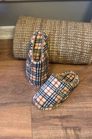 Esteban Erkek   Vizon Ekoseli  Önü Kapalı   Ev Terliği   