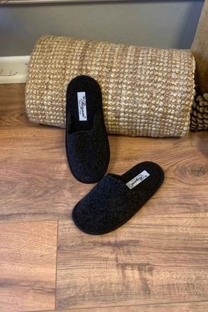 Garcia   Kadın Siyah Keçeli Önü Kapalı Ev Terliği 