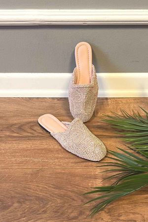 Rademel   Pudra Hasır Örgülü Renkli Tabanlı Detaylı Terlik   