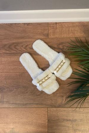 Deco  Beyaz Zincir Kemerli   Ev Terliği