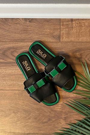 Aristo Yeşil   Renkli Kemerli Tek Bantlı Terlik 