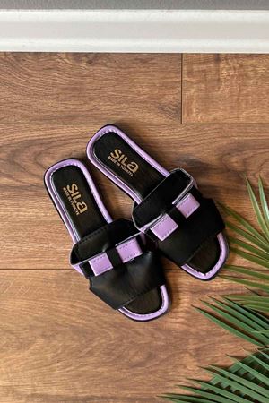 Aristo Lila Renkli Kemerli Tek Bantlı Terlik  