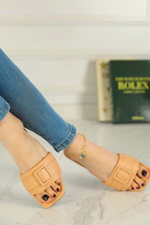 Melody  Nude Kemer Tokalı Tek Bantlı Terlik    