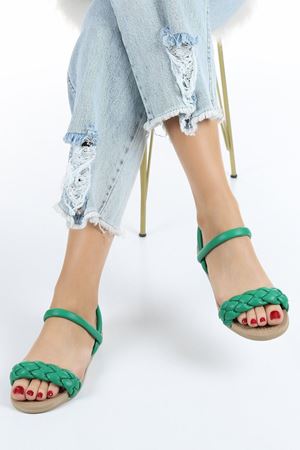 Visby  Yeşil  Kalın Örgülü Sandelet    