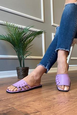 Alison Lila Yandan Bağcıklı Suni Deri Terlik