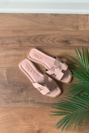 Kante  Pudra Kesik Kemerli Tek Bantlı Terlik