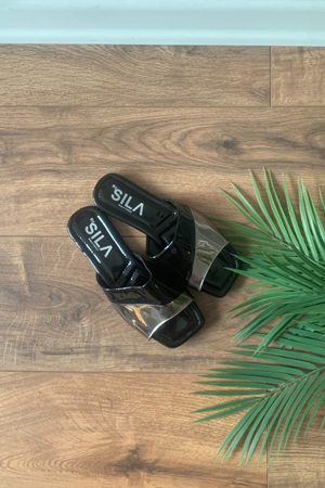 Dablin  Gri Çift Renkli Rugan Suni Deri Terlik 