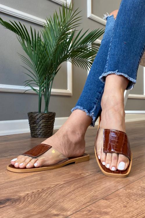 Erica  Taba Yarı Şeffaf Kemerli Terlik 