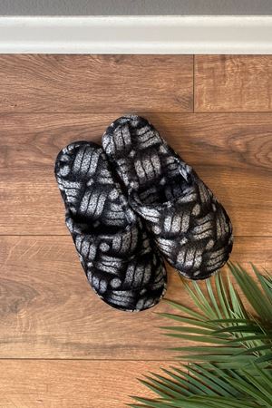 Karlos  Gri Erkek Kare Desenli Önü Kapalı Sarma Tabanlı Ev Terliği  