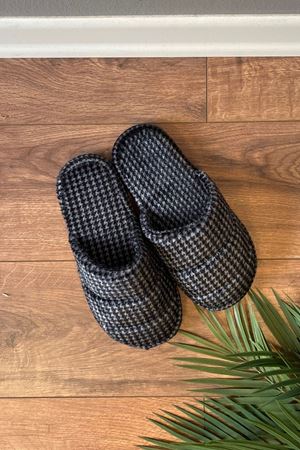 Karlos  Gri Erkek Balık Sırtı Önü Kapalı Sarma Tabanlı Ev Terliği  