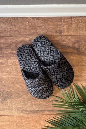 Karlos  Gri Erkek Geometrik Önü Kapalı Sarma Tabanlı Ev Terliği  