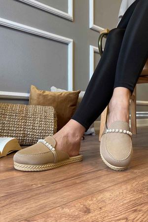 Wolf  Vizon  İnci Tokalı Yüksek Tabanlı  Ev Terliği 