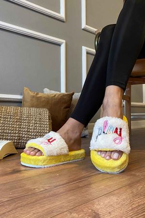 Glen Sarı Play  Baskılı Ev Terlik  