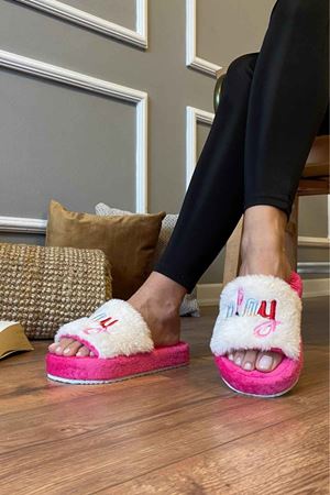 Glen Fuşya Play  Baskılı Ev Terlik 