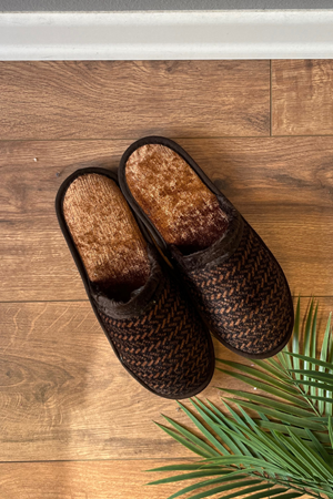 Florida Taba Erkek   Yatay ZıkzakDesenli Ev Terliği 