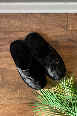 Erikson  Erkek Siyah Logo Baskılı   Önü Kapalı Ev Terliği 