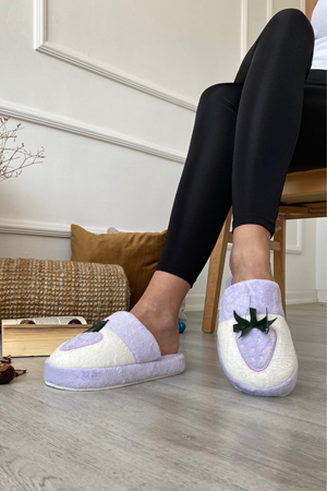 Harvey  Lila Çilek Figürlü Yüksek Tabanlı  Önü Kapalı  Ev Terlik 